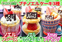 クリスマスケーキ2016年☆3種のプチキャラクターケーキ&3種のプチノエルケーキ&
ノエルフレーズ3号☆1~2名様用クリスマスケーキ